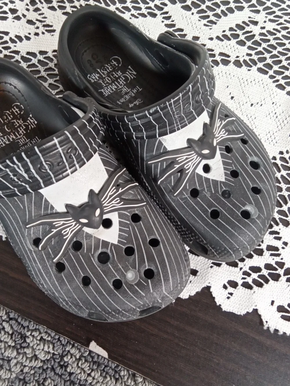 Jack Skellington Inspired Black & White Crocs Night Before Christmas Kids C12
